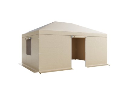 Zimný kryt na altánok 3.68×4.9 m s bočnými stenami a oknami z pe