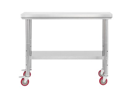 Nerezový pracovný stôl 60×90 cm s kolieskami a nastaviteľnou policou