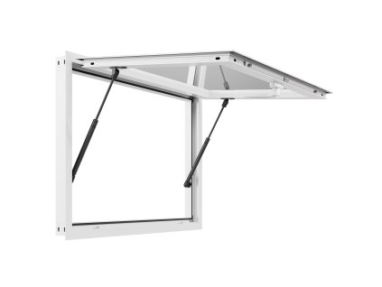 Predajné okno 92×61 cm, hliníkový rám, otváranie do 85°, s markízou