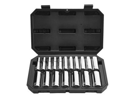 Sada nástrčných hlavíc 18 ks, 12.7 mm, 10–27 mm, cr-v oceľ, s puzdrom