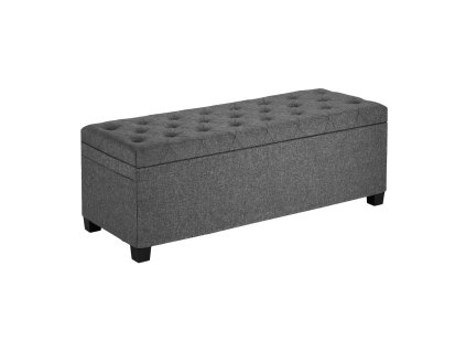 Úložná lavička s vekom a bočnými vreckami, čalúnená, kovový rám, sivá