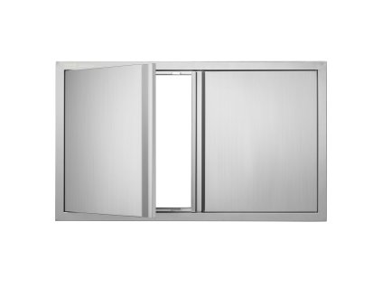 Dvojité nerezové dvere 914×534 mm, zápustné, na vonkajší gril