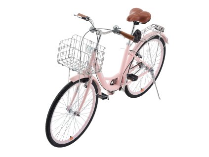Plážový bicykel 1-speed 26-inch ružový s košíkom a zadným nosičom