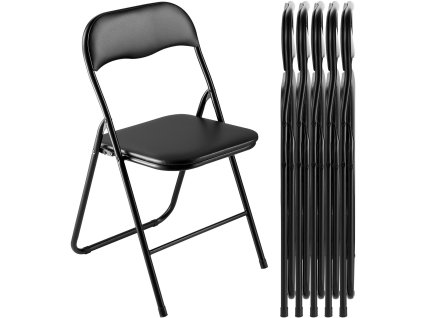 Sada 6 skladacích stoličiek, koženka, kovový rám, čalúnené, prenosné