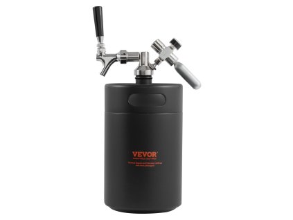 Tlakový growler na pivo 170Oz 5L, nerez 304, kohútik, co2 regulátor