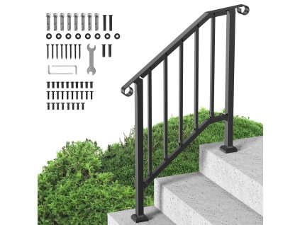 Zábradlie na vonkajšie schody 2–3 stupne, uhlíková oceľ, čierne