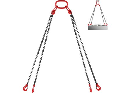 Reťazový záves 10ft, 5/16 inch, nosnosť 11000lbs g80, 4 háky