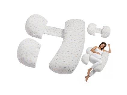 Tehotenský nastaviteľný vankúš s prateľným poťahom pre chrbát a brucho