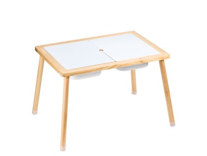 Detský senzorický stôl, 3 boxy, obojstranná doska, piesok/voda, drevený