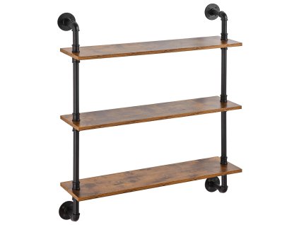 Nástenná 3-policová plávajúca polica 32×7.87in, drevo, čierna