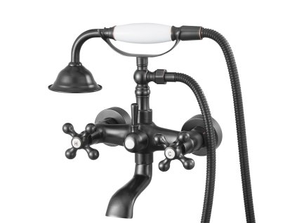 Nástenná vaňová batéria s ručnou sprchou, olejový bronz, 360° výtok