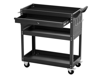 Dielenský vozík 4 police, 350 lbs nosnosť, zásuvka, zámka, kolieska