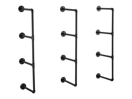 Nástenná polica z rúrok 4 úrovne, 3 ks, šírka dosky 11.8in, na knihy