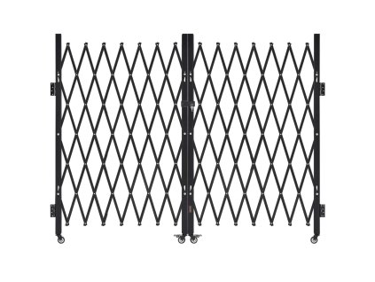 Nožnicová skladacia brána zamykateľná s 360° kolesami 370×160.5 cm