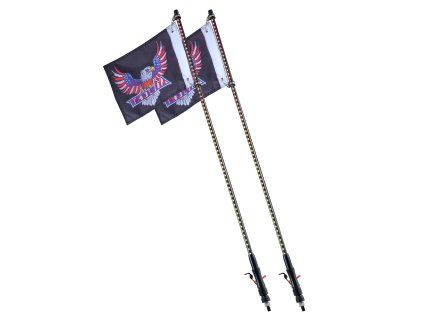 Svetelný bič 2 ks 4 ft, rgb, vodotesný, ovládanie app a rf, 4 vlajočky