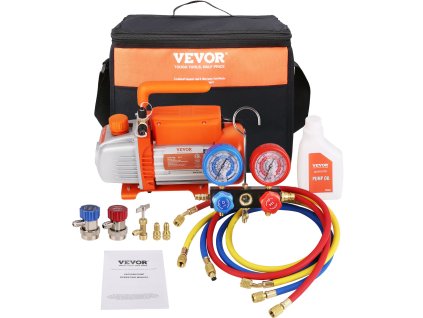 Vákuová pumpa s manometrom 1/5 hp 3,5 cfm jednostupňová r134a/r410a