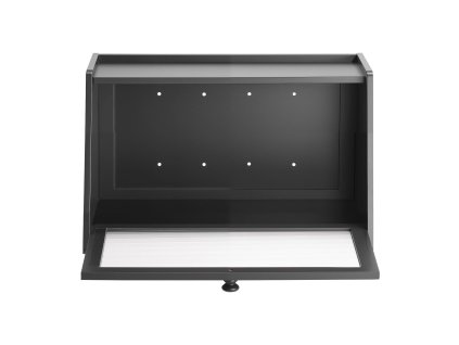 Chlebník bambusový, veľká kapacita, akrylové vlnité dvierka, čierny