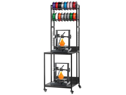Stojan na 3D filamenty, 4 úrovne, držiaky cievok, s kolieskami