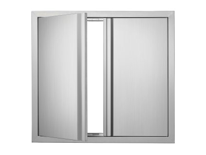 Dvojité nerezové dvierka pre gril 660×610 mm, zapustené madlá