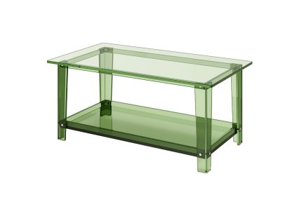 Akrilový konferenčný stolík 2-poschodový s policou, 50×80×40 cm