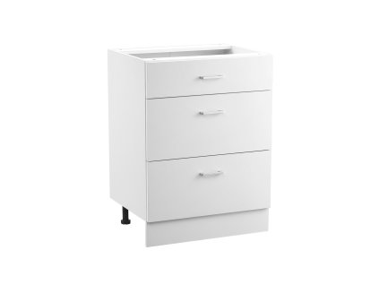 Biela spodná skrinka s 3 zásuvkami, 24"×19"×32", tlmené dovieranie