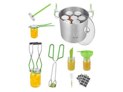 Sada na zaváranie 9 dielov, nerez, hrniec, rošt, lievik, kliešte