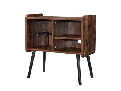 Stojan na gramofón a platne, 100 ks, nastaviteľná výška, hnedý