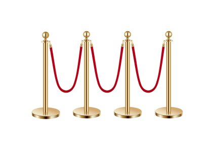 Kordónové stĺpiky 4 ks, 3 červené laná, nerez 5 ft, piesková základňa
