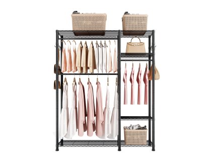 Vešiakový stojan, 6 úrovní, oceľový rám, nosnosť 363 kg, 3 tyče