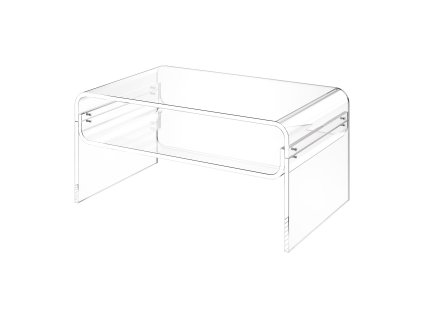 Akrylový konferenčný stôl obdĺžnikový 2 úrovne 50×80×38 cm s policou