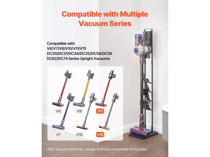 Stojan na tyčový vysávač pre v6 v7 v8 v10 v11 v15, 4 háčiky, stabilný