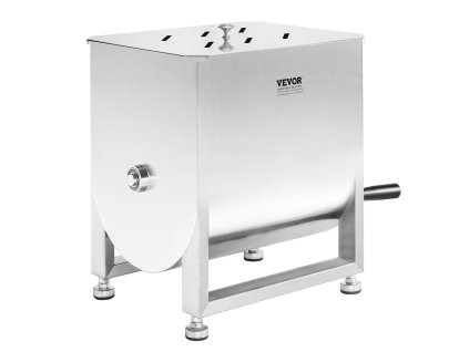 Ručný mäsový mixér 60L nerez, s vekom a prevodovkou s rukoväťou