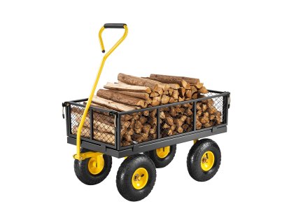 Záhradný vozík oceľový 500 lbs, 10" kolesá, sieťové boky, 180° rukoväť