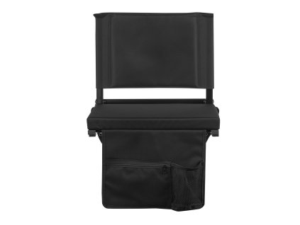 Sedadlo na tribúnu skladacie s opierkou, vankúšom, popruhom, čierne