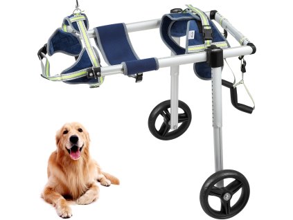 Vozík pre psa na zadné nohy, 2 kolesá, nastaviteľný, veľkosť L