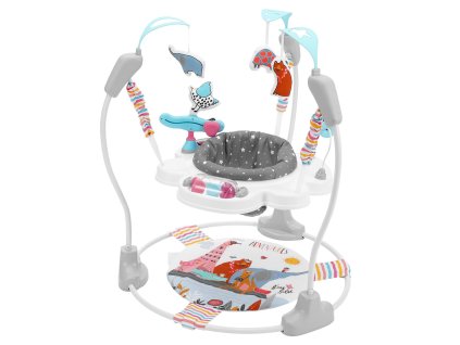 Detský skákací otočný stojan 360°, nastav. výška, hračky, svetlá 6+mes.