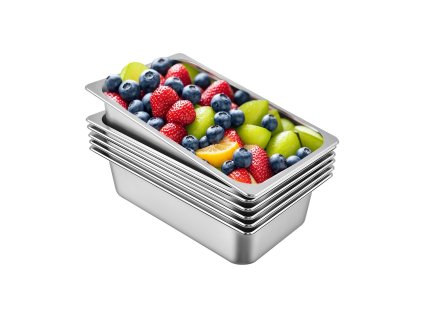 Sada 6 parných gastronádob z nerezovej ocele 20.9×12.8×5.9 inch, 20.5 L