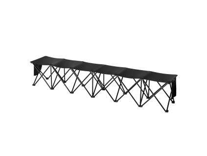 Prenosná skladacia lavička, 6 miest, 600D Oxford, bočné vrecká, taška