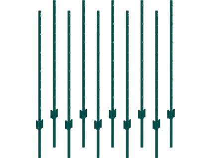 Stĺpiky u-profil 4 feet 10 ks oceľové zelené pre oplotenie na záhradu