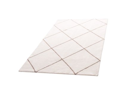 Koberec 1.83 × 2.74 m, vysoký vlas, béžový, protišmykový, nepúšťa