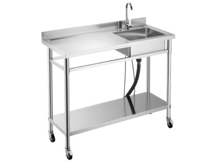 Nerezový jednokomorový drez na kolieskach s batériou 1200×500×1055mm