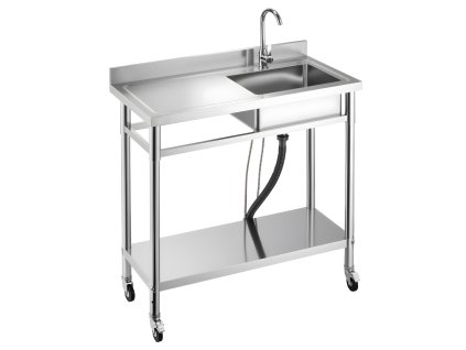 Nerezový jednokomorový drez s kolieskami a batériou 1000×500×1055mm