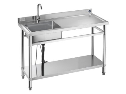 Nerezový voľne stojaci drez 1-komorový, batéria, pravý 1200×500×940 mm