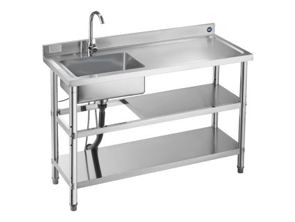 Nerezový voľne stojaci jednokomorový drez s batériou 1200×500×940 mm