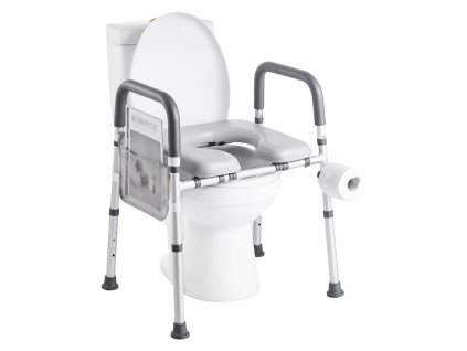 Zvýšené wc sedadlo s madlami nastaviteľná výška a šírka nosnosť 181 kg