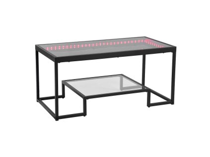 Konferenčný stolík z tvrdeného skla s led osvetlením, 2 police