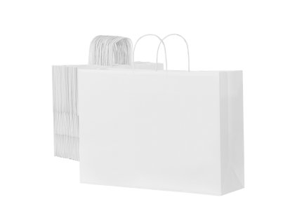 Papierové tašky s uchom z kraft papiera 50 ks 16×6×12 in biele