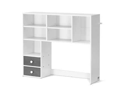 Stolový regál 3-poschodový, 37"×10"×31.1", 2 látkové zásuvky, biely