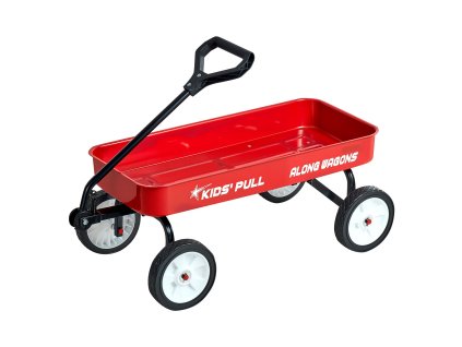 Vozík na ťahanie pre deti, 101 cm, nosnosť 80 kg, terénny, červený