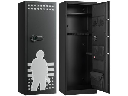 Skriňa na zbrane 10–12, 4 puzdrá na pištole, 3 poličky, kód + kľúč